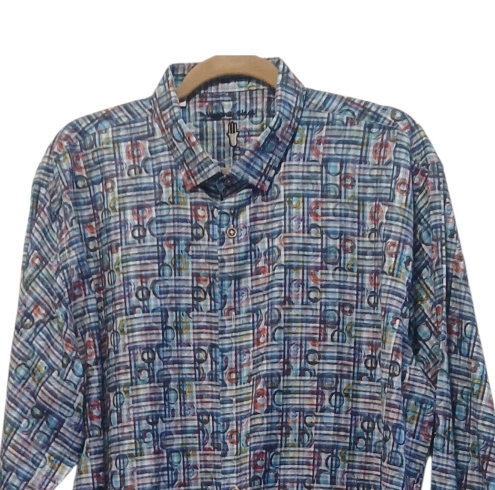 Visconti Black -NWOT Multi Colored Geometric Pattern, Long Sleeve, - Picture 5 of 8